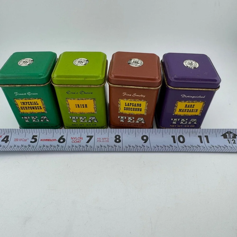 John Wagner & Sons Tea Tins Small Multicolor Vintage Set of 4 Kitchenalia